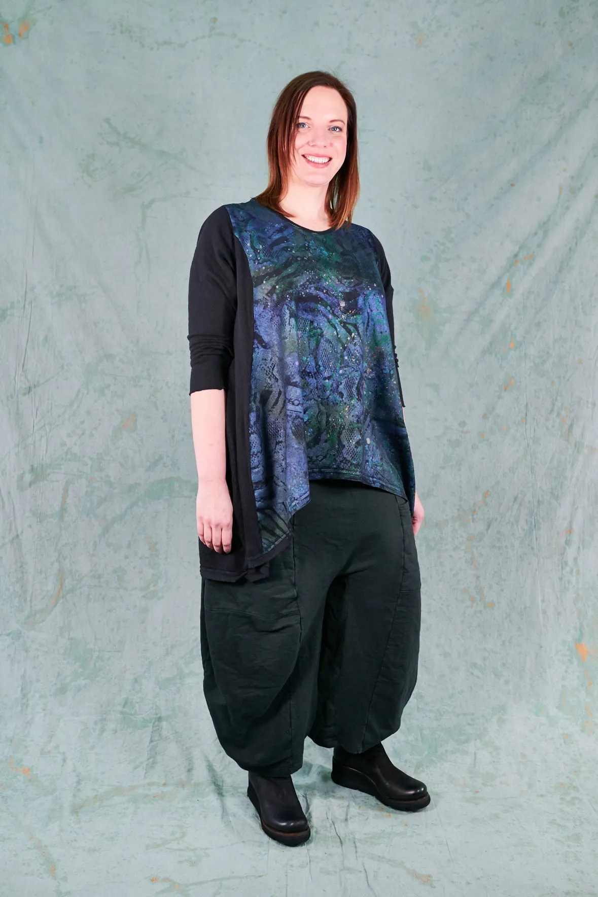 1244 Organic Hemp Cotton Hi Lo Tunic-Black-P