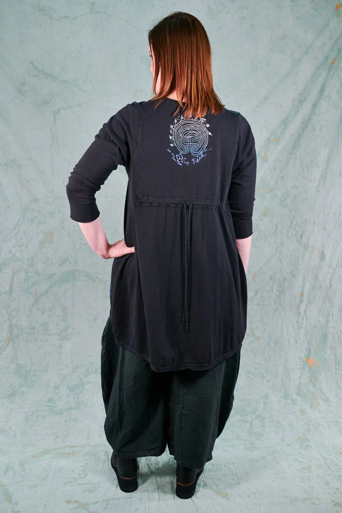 1244 Organic Hemp Cotton Hi Lo Tunic-Black-P