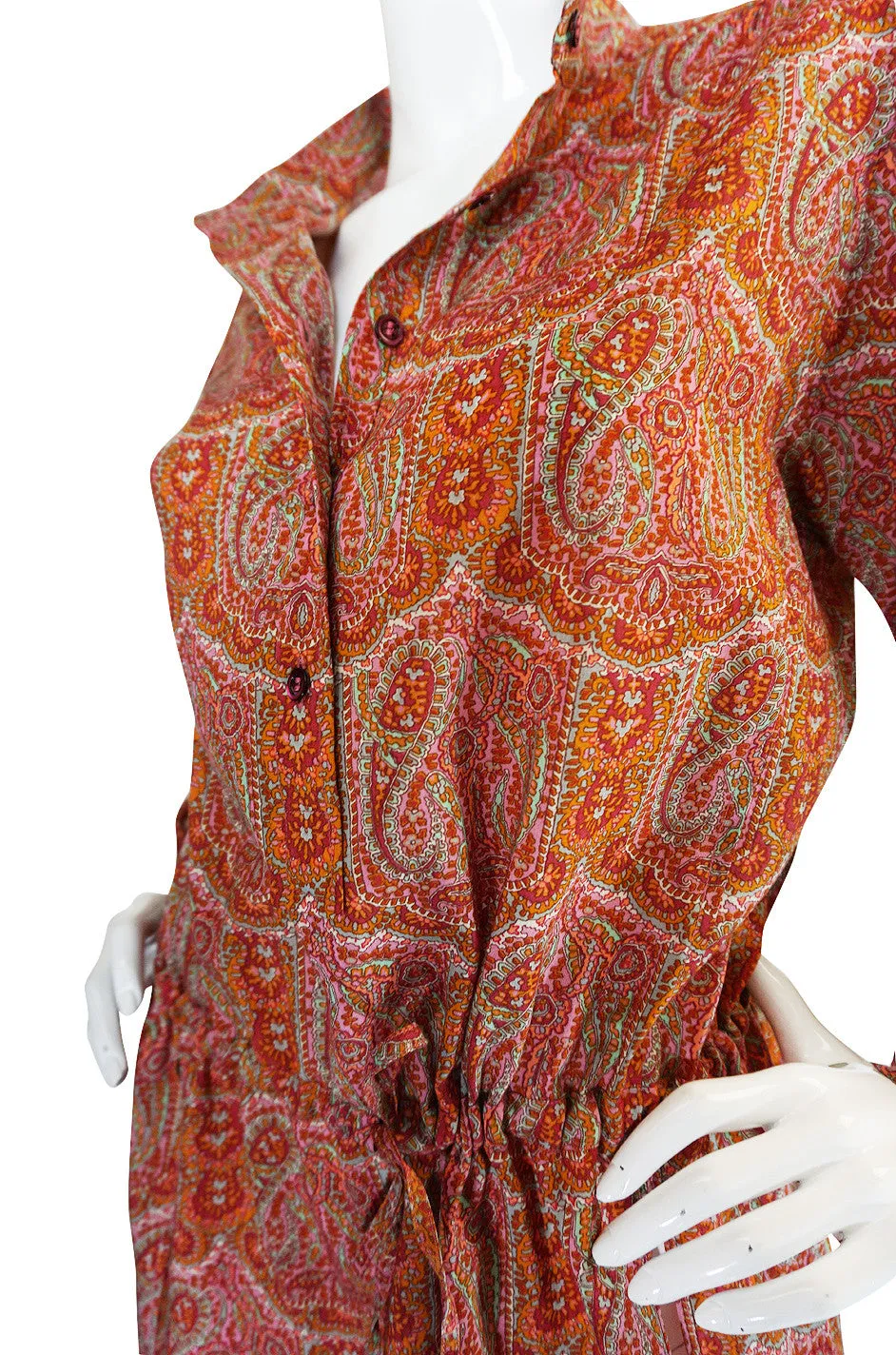 1970s Yves Saint Laurent Paisley Print Challis Tunic Top