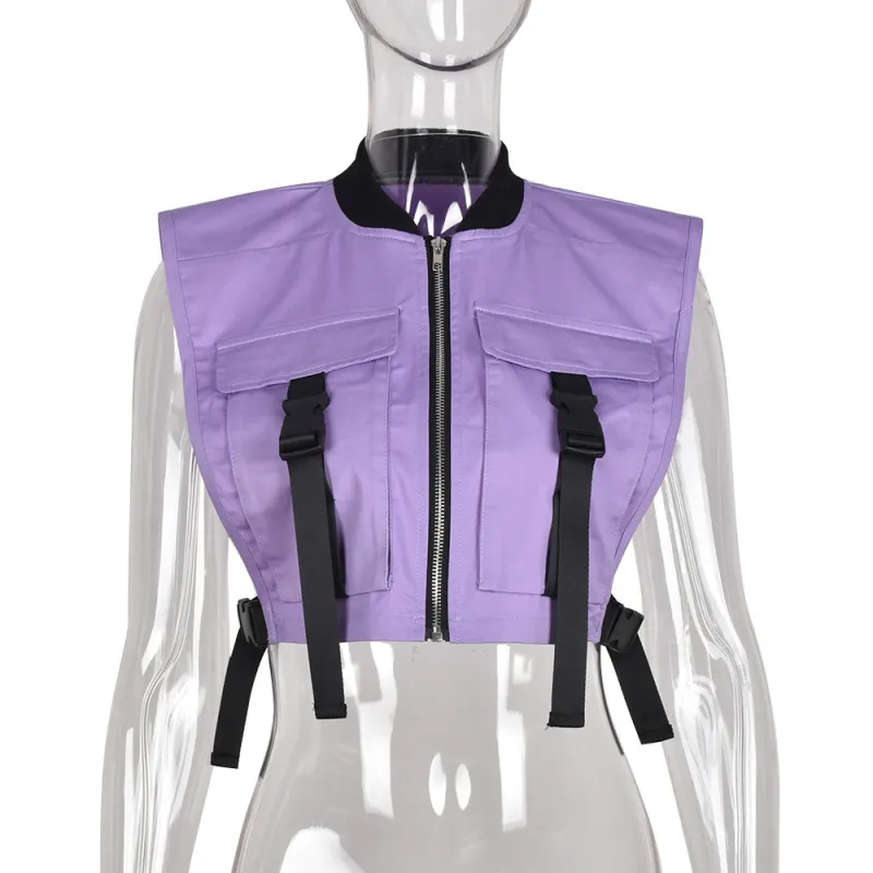 36 Pieces) Wholesale Women'S War 2024 Zipper Cargo Vest Top