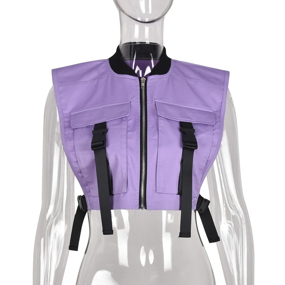 36 Pieces) Wholesale Women'S War 2024 Zipper Cargo Vest Top