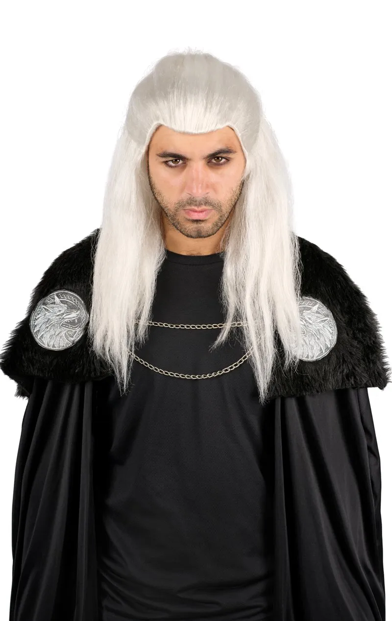 Adult White Long Warrior Wig Accessory