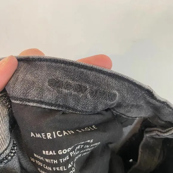 AMERICAN EAGLE dark gray wide leg baggy jeans