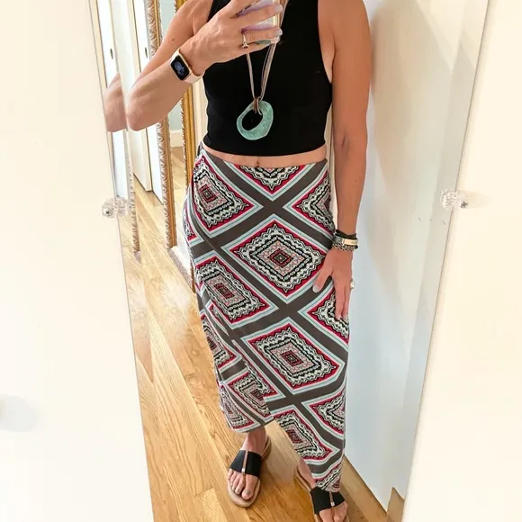 Anthropologie Maeve Maina Maxi Faux Wrap Skirt