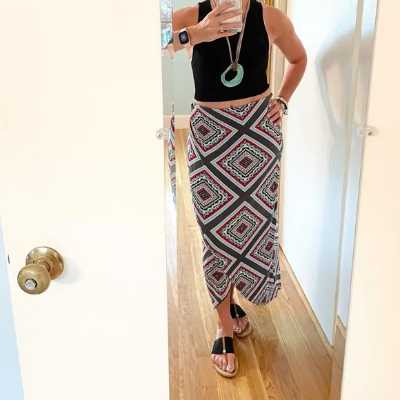 Anthropologie Maeve Maina Maxi Faux Wrap Skirt