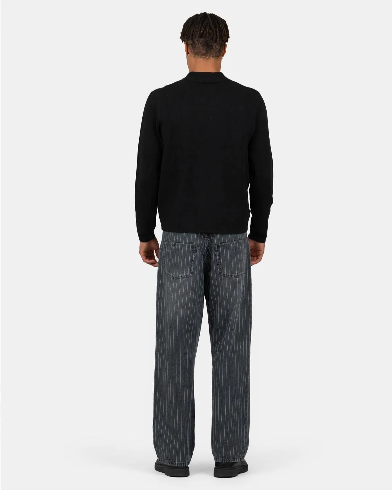 Baggy Denim Jeans Washed Pinstripe