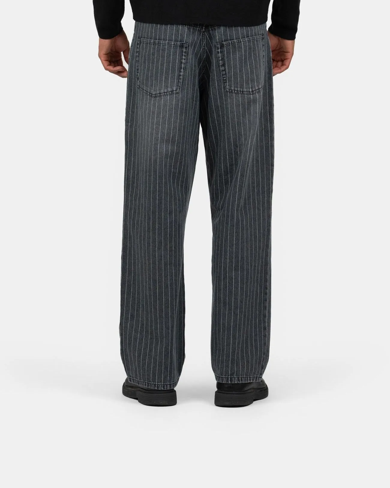 Baggy Denim Jeans Washed Pinstripe