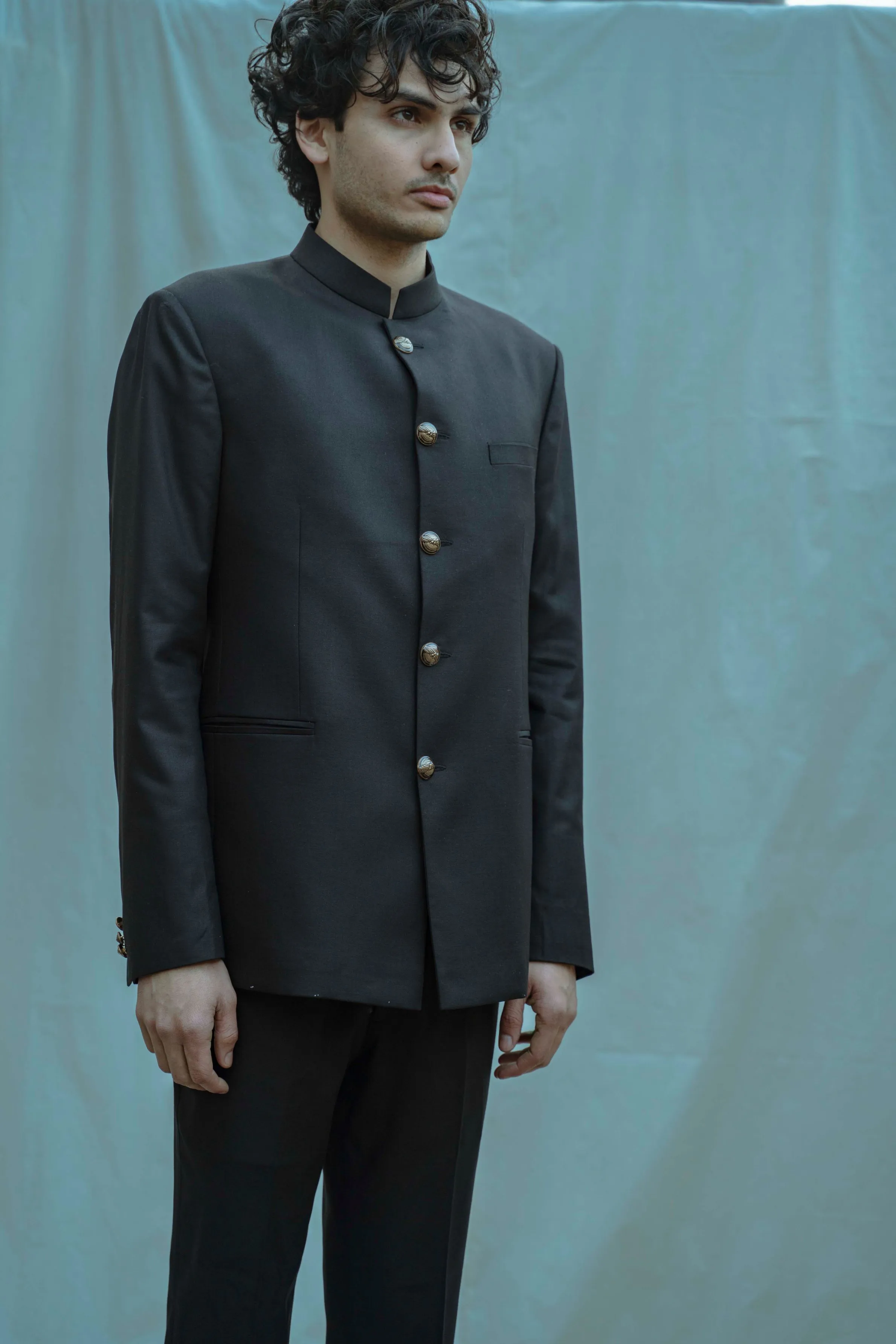Black Classic Bandgala Set
