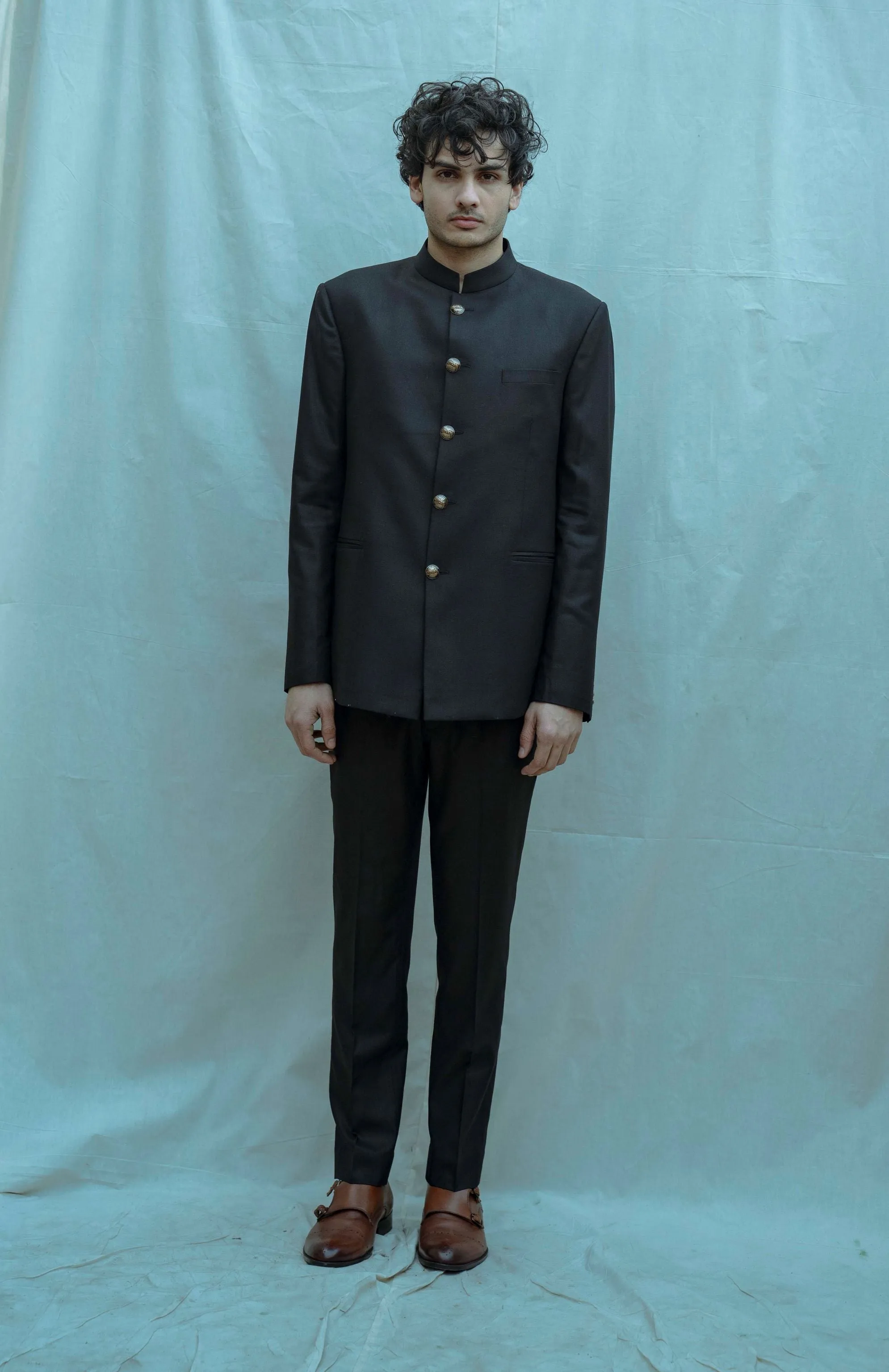 Black Classic Bandgala Set