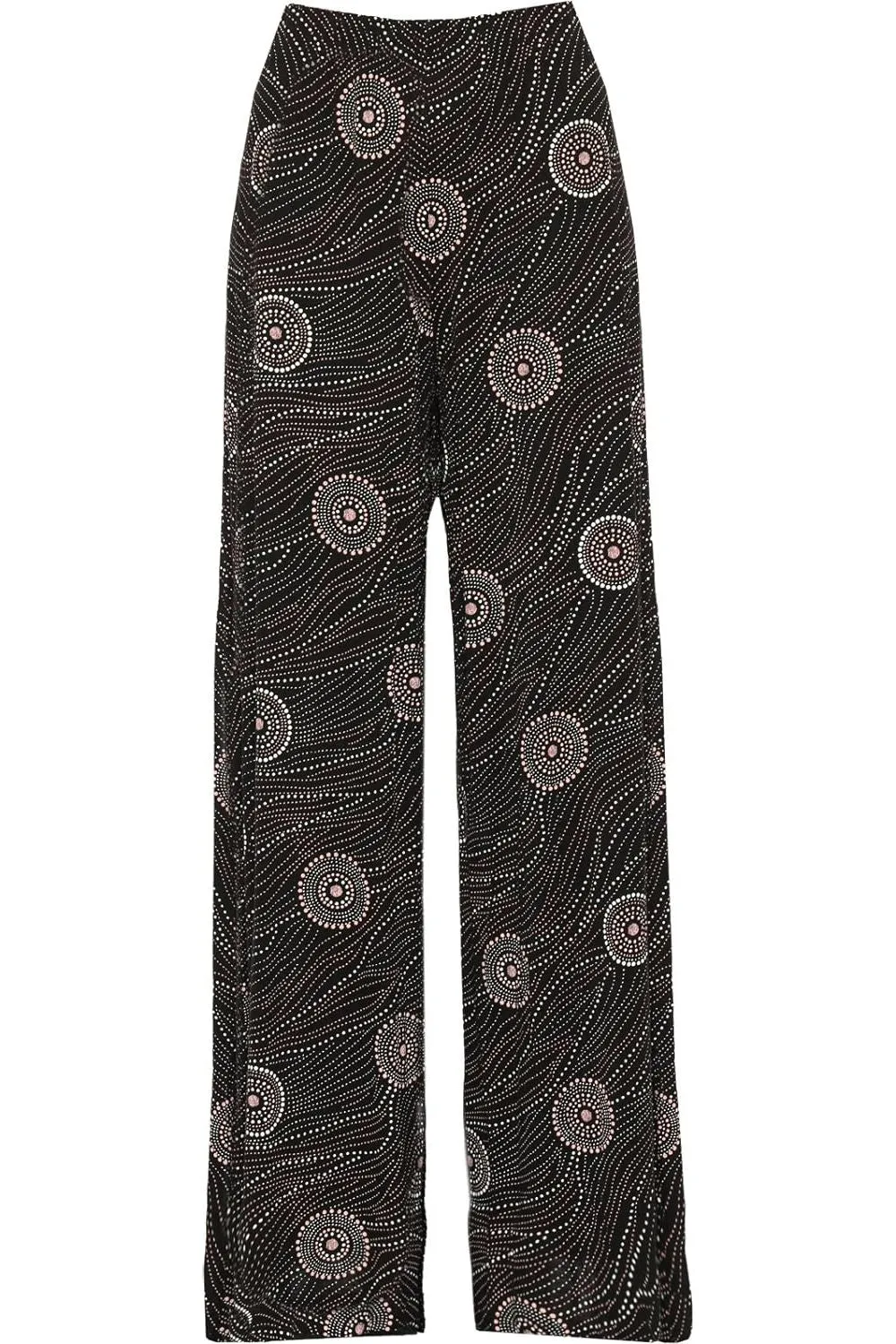 Black Pink Circle Print Palazzo Trouser