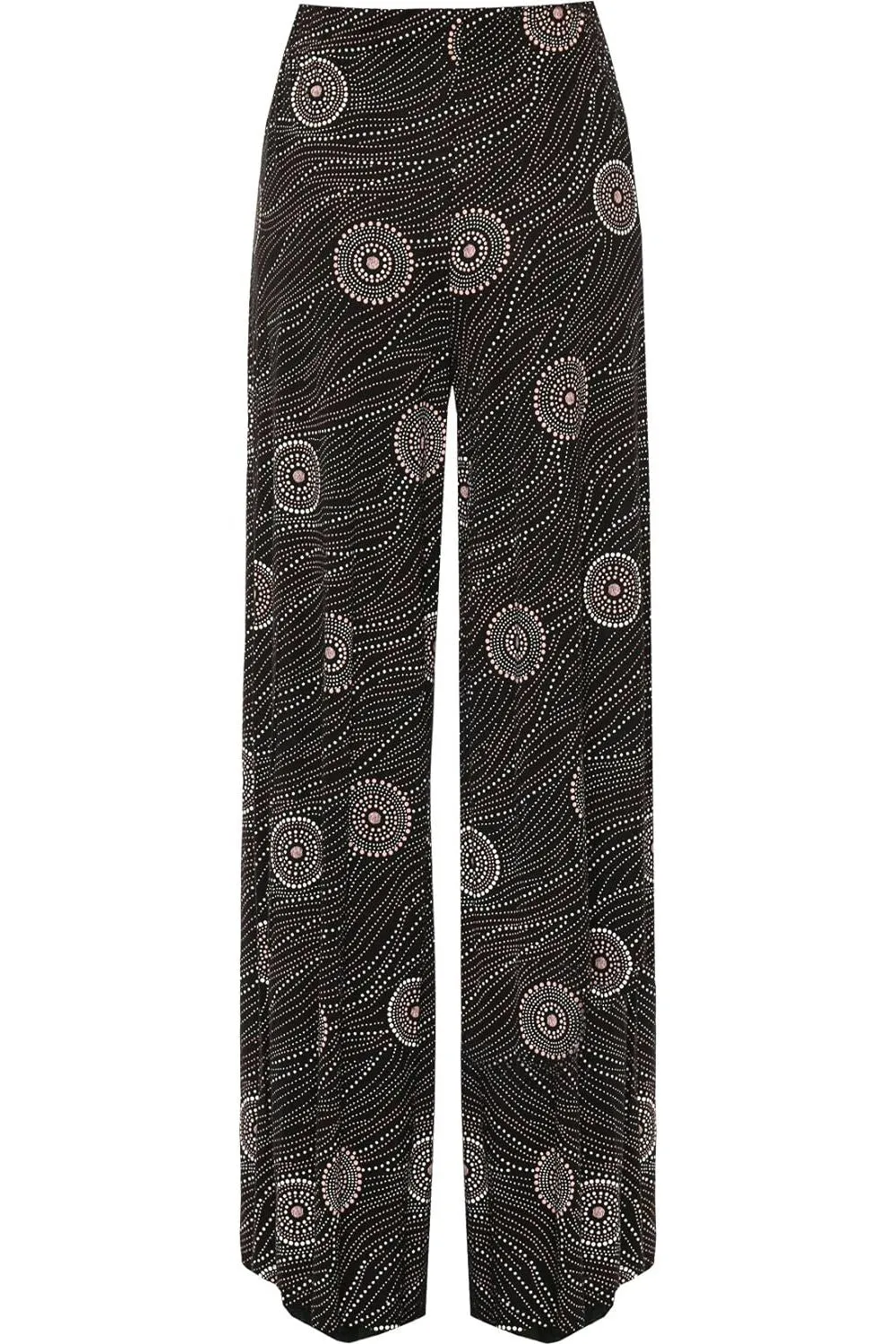 Black Pink Circle Print Palazzo Trouser