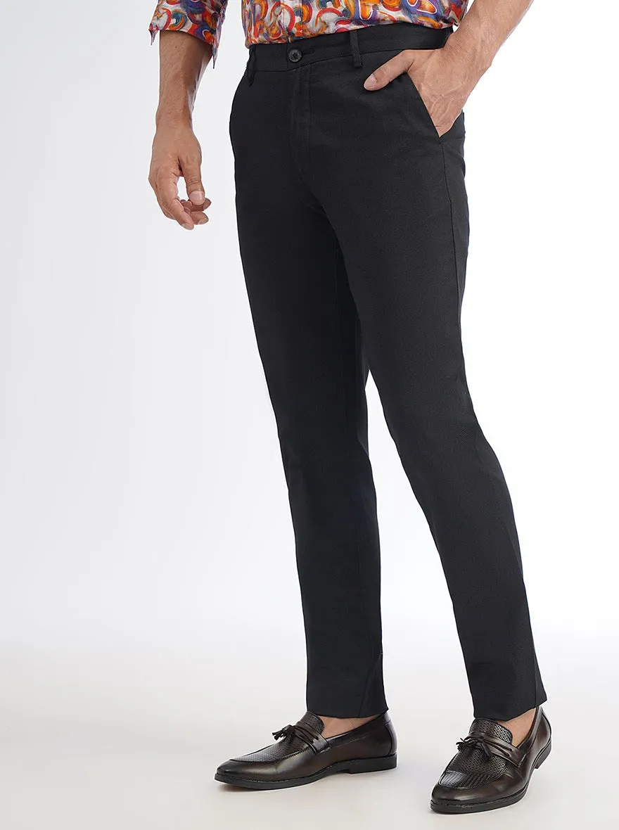 Black Solid Uno Fit Casual Trouser | JadeBlue
