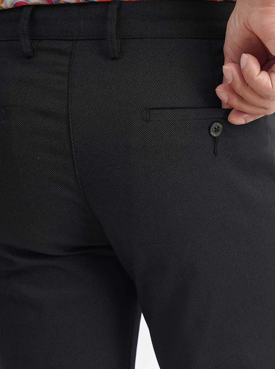 Black Solid Uno Fit Casual Trouser | JadeBlue