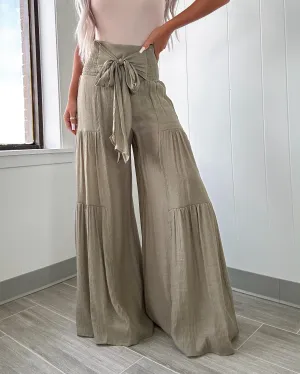 Boho Wrap Waist Pants - Olive