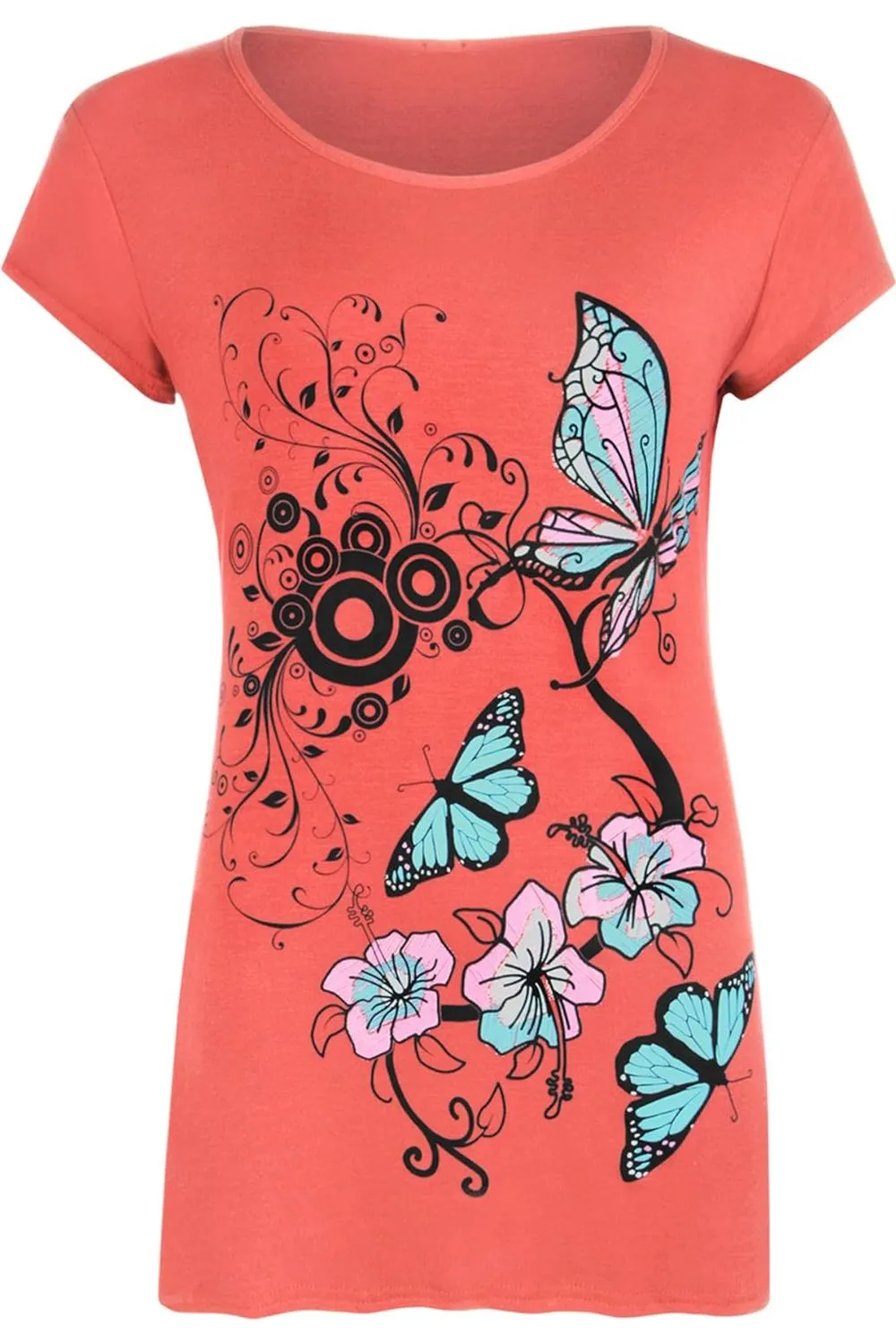 Butterfly Print T-Shirt Baggy Top