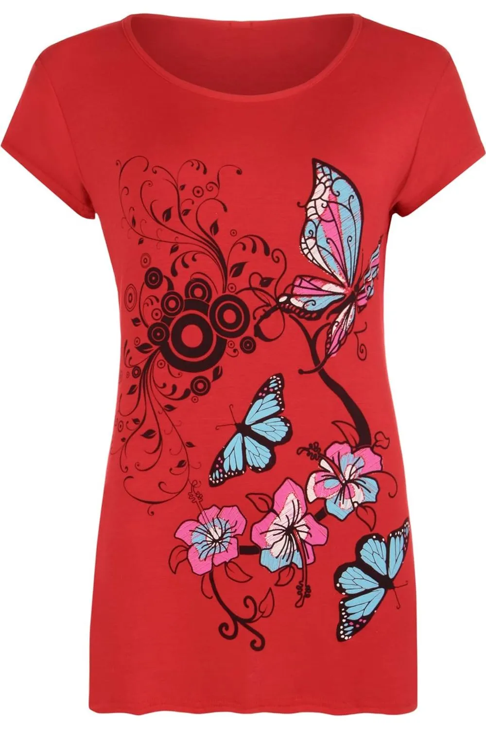 Butterfly Print T-Shirt Baggy Top