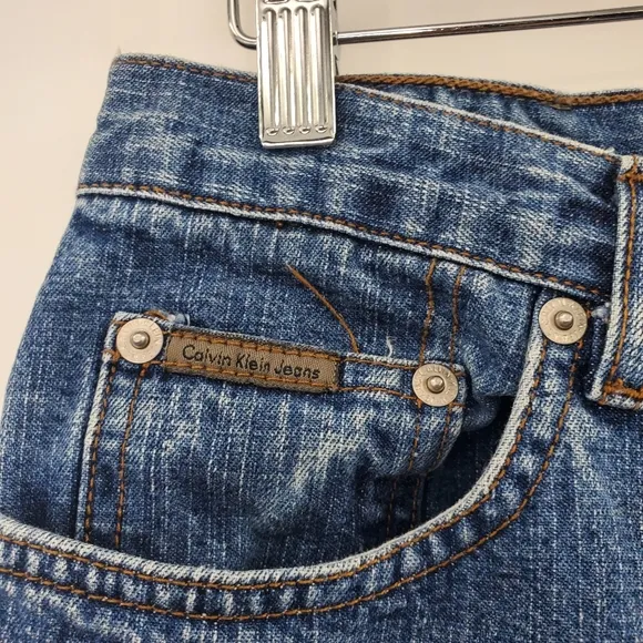 Calvin Klein Vintage Mom Jeans Boot Medium Wash High Waisted Rise Blue Baggy