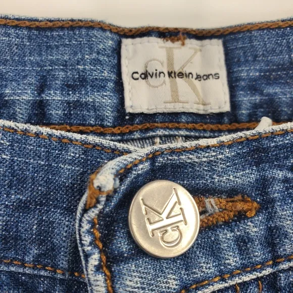 Calvin Klein Vintage Mom Jeans Boot Medium Wash High Waisted Rise Blue Baggy
