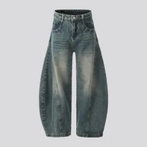 Casual mid rise abraded jeans for men