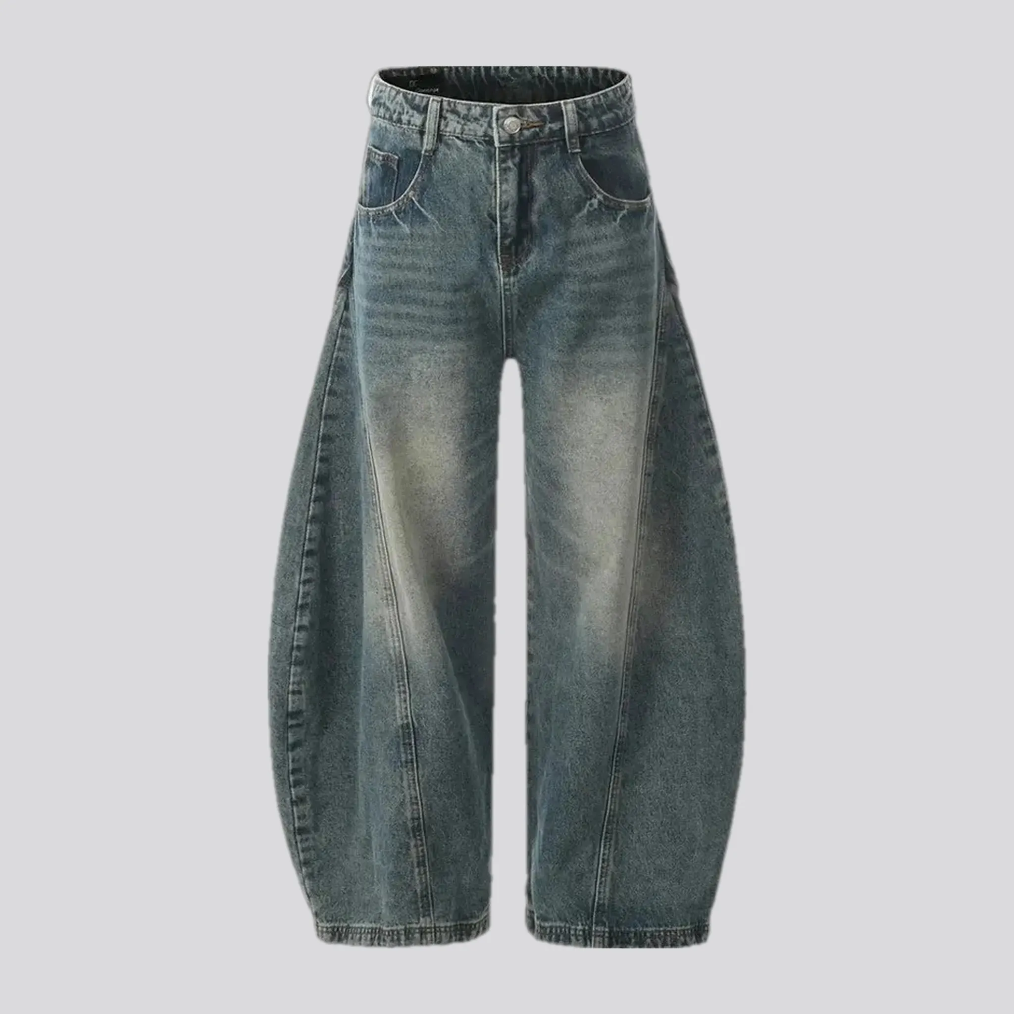 Casual mid rise abraded jeans for men