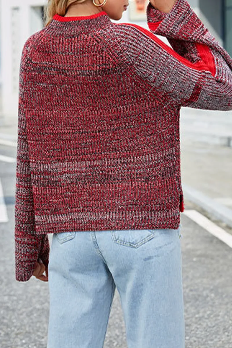Casual Striped Weave O Neck Tops
