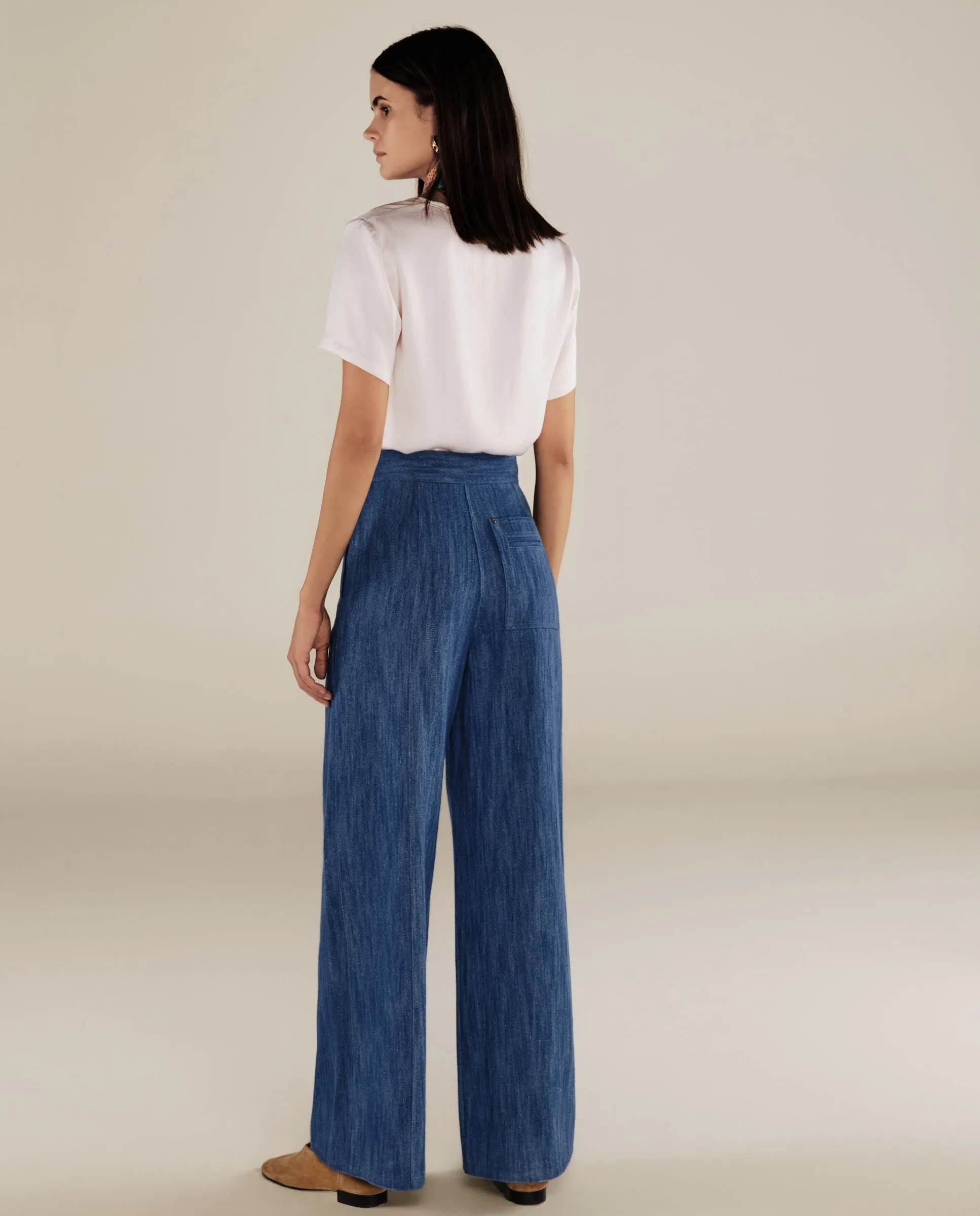 CITRINO | Denim Blue Wide Leg Trousers