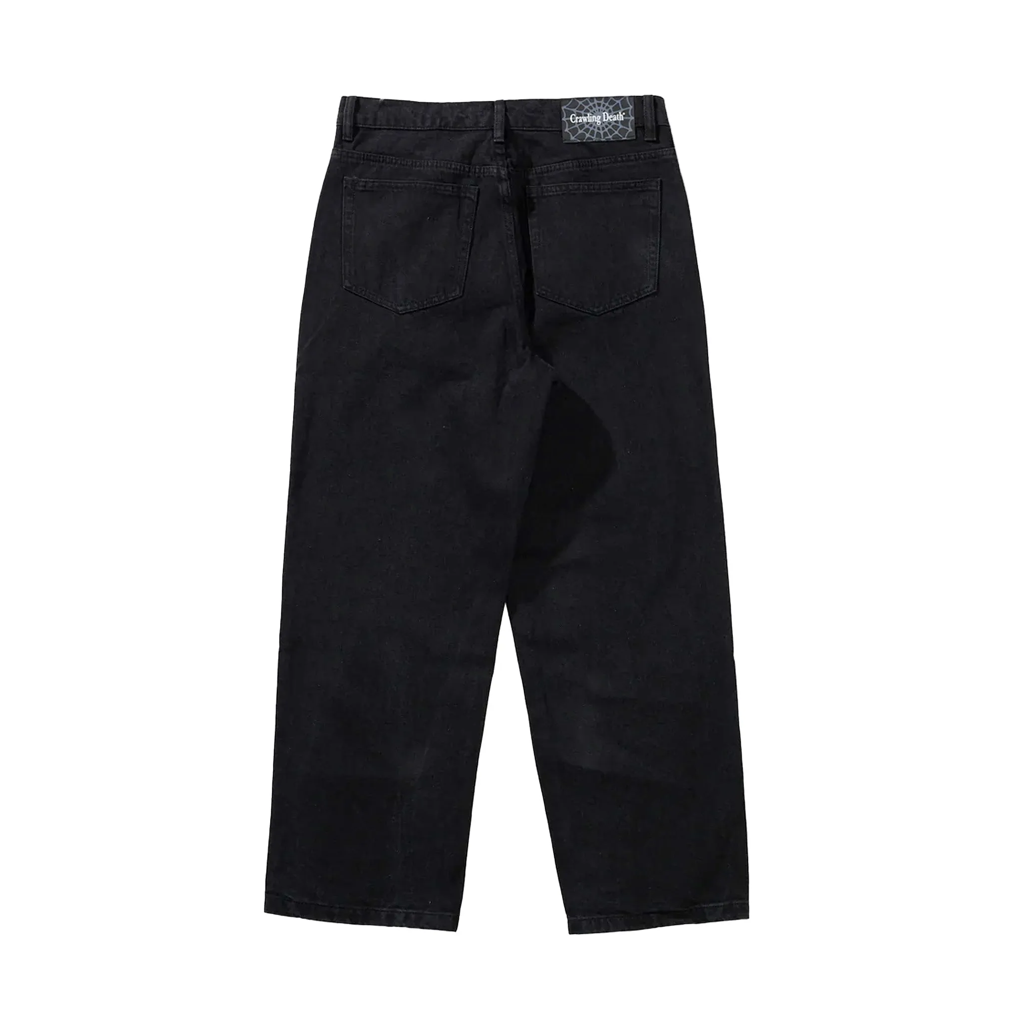Crawling Death Web Denim Jeans Washed Black