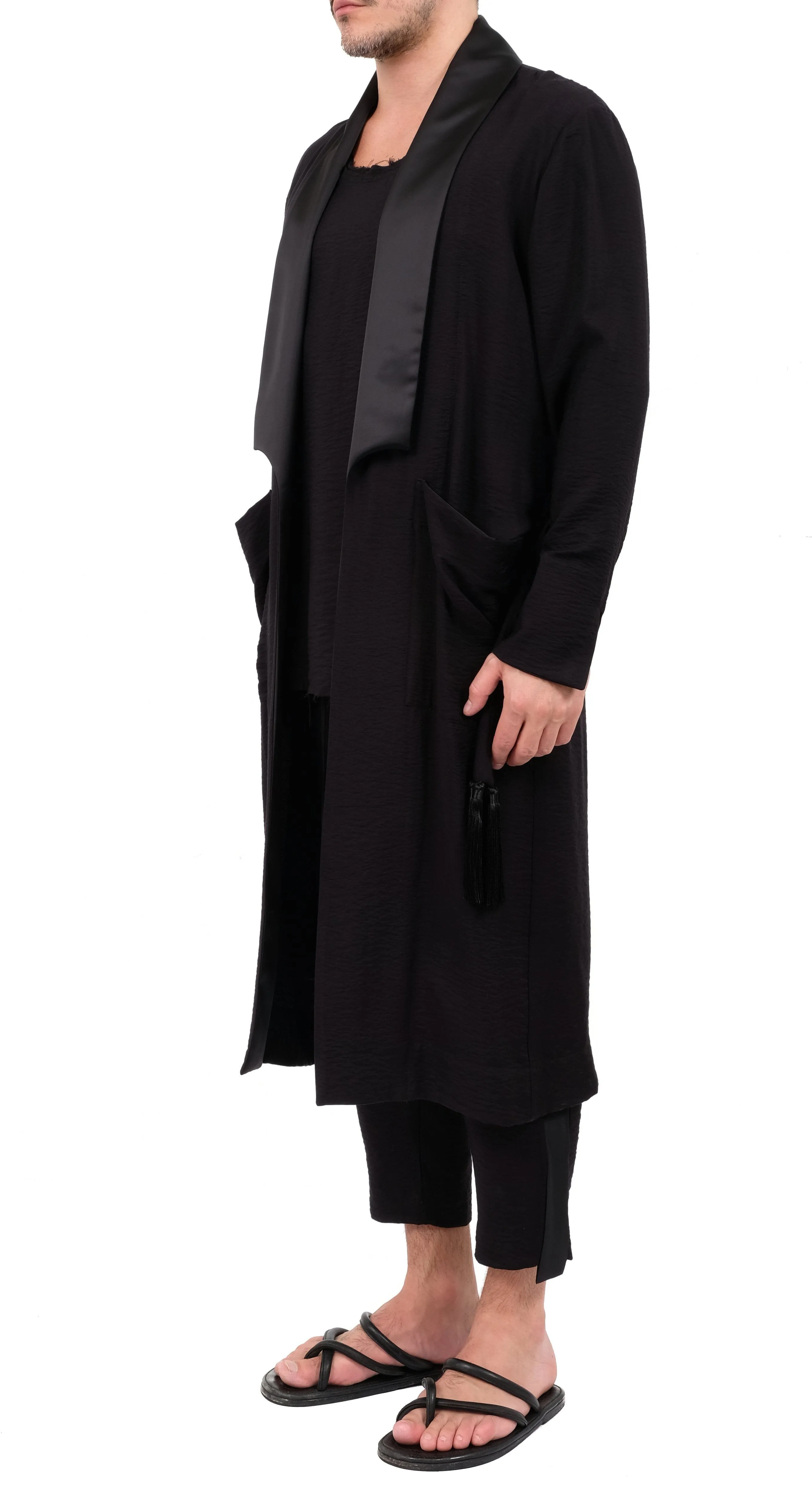 Creased Cotton Tuxedo Robe