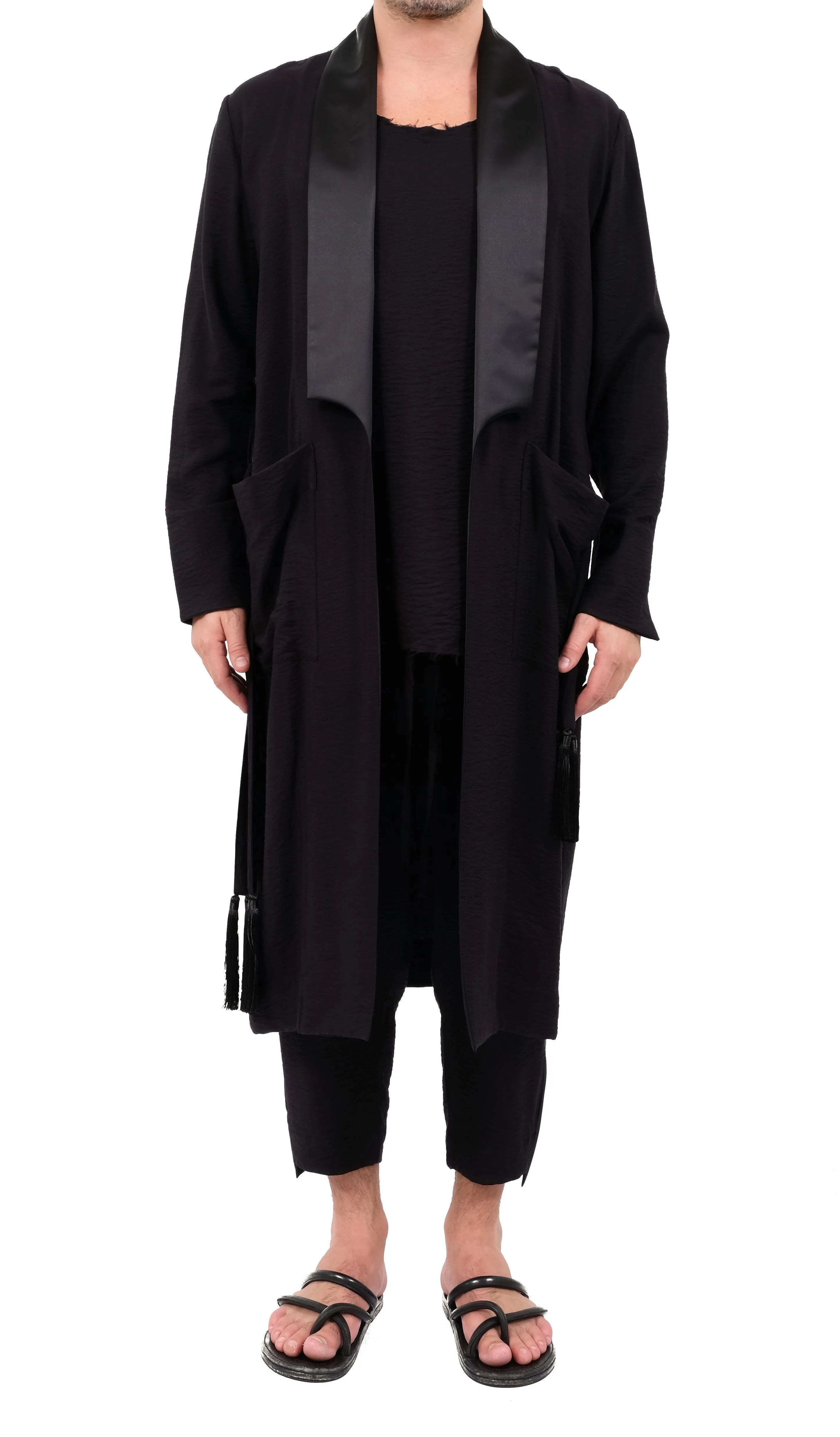 Creased Cotton Tuxedo Robe