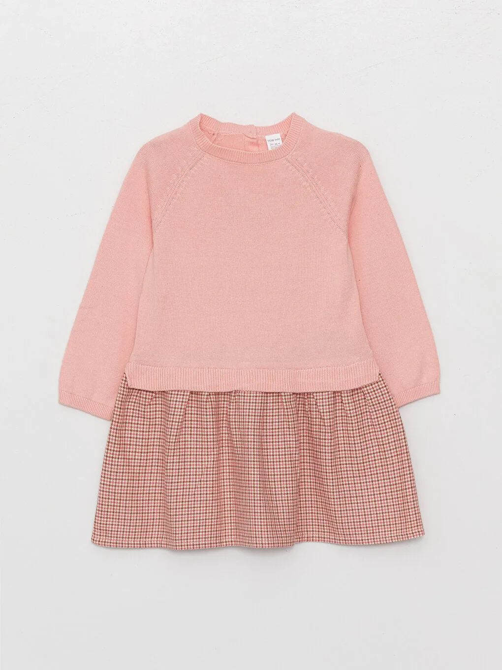Crew Neck Plaid Baby Girl Dress