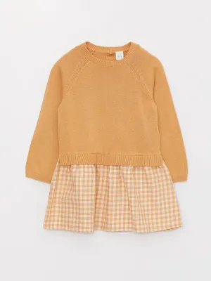 Crew Neck Plaid Baby Girl Dress