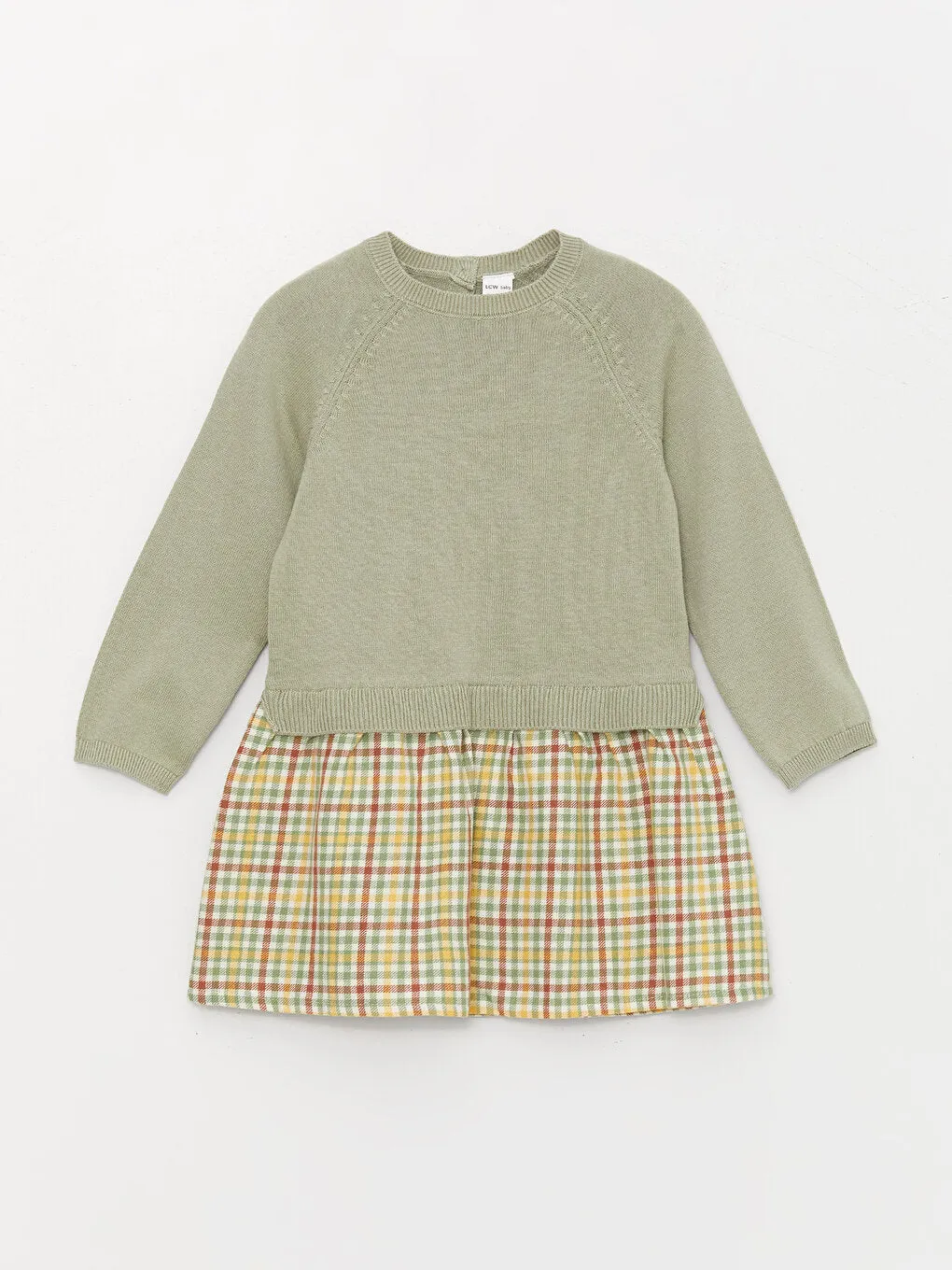 Crew Neck Plaid Baby Girl Dress