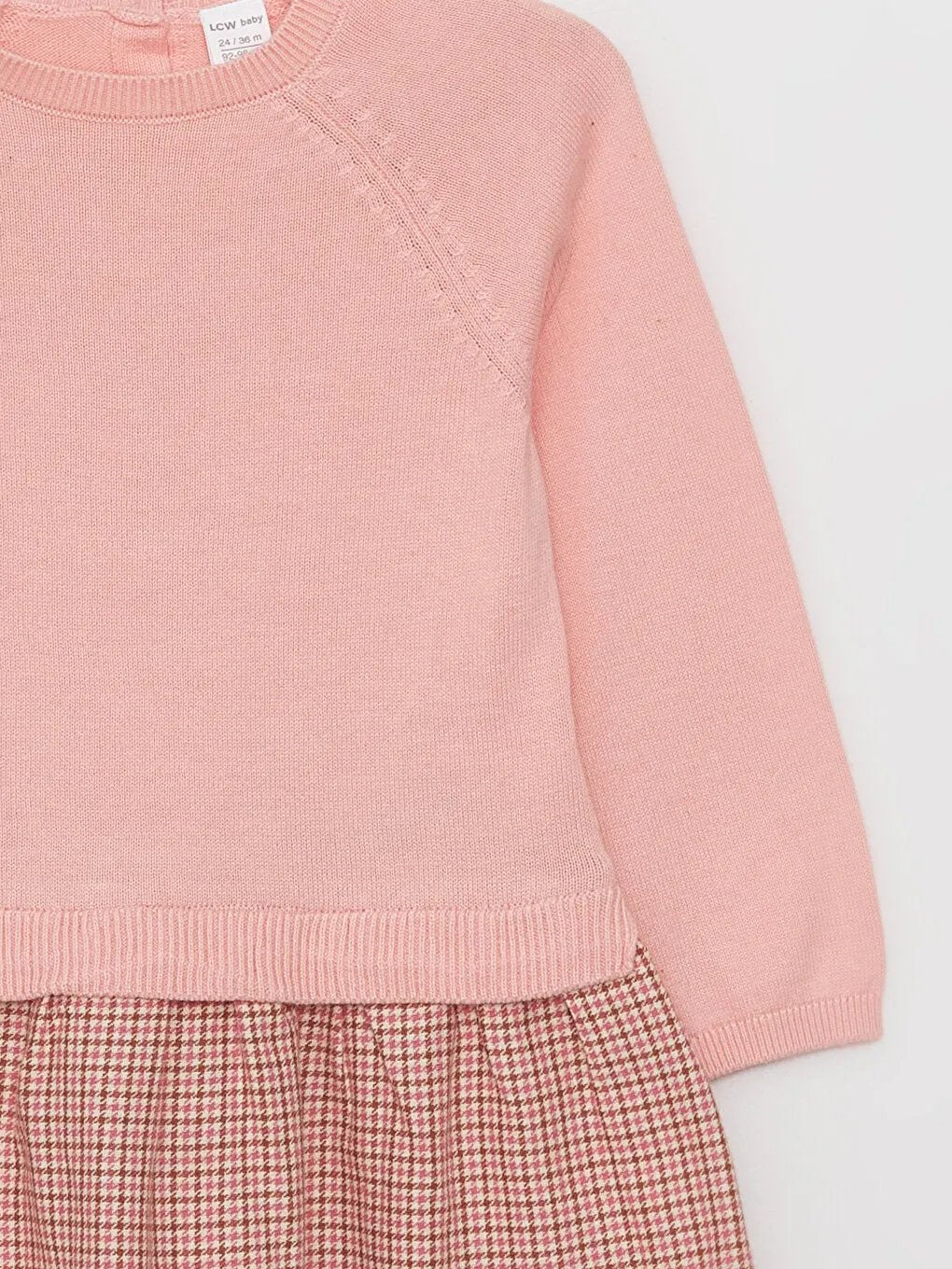 Crew Neck Plaid Baby Girl Dress
