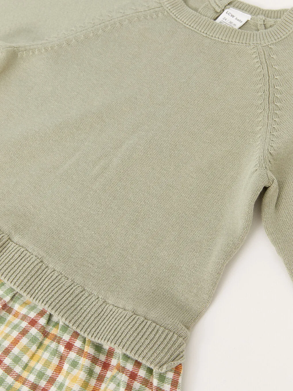 Crew Neck Plaid Baby Girl Dress