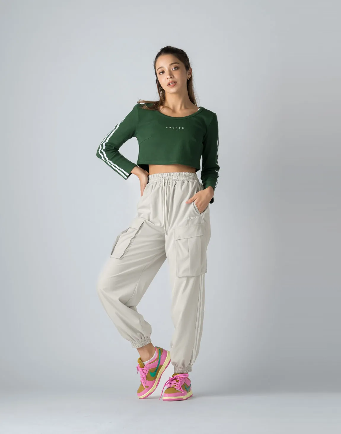 CRONOS WOMEN NYLON STRETCH CARGO【GRAY】
