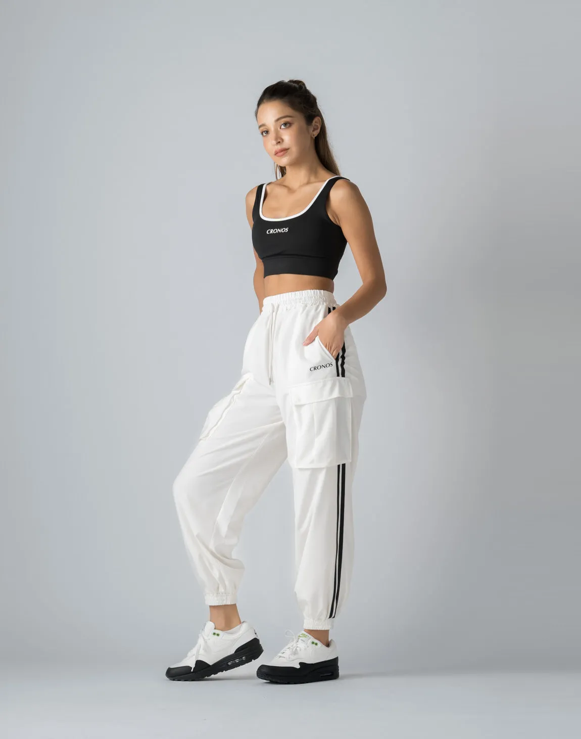 CRONOS WOMEN NYLON STRETCH CARGO【WHITE】