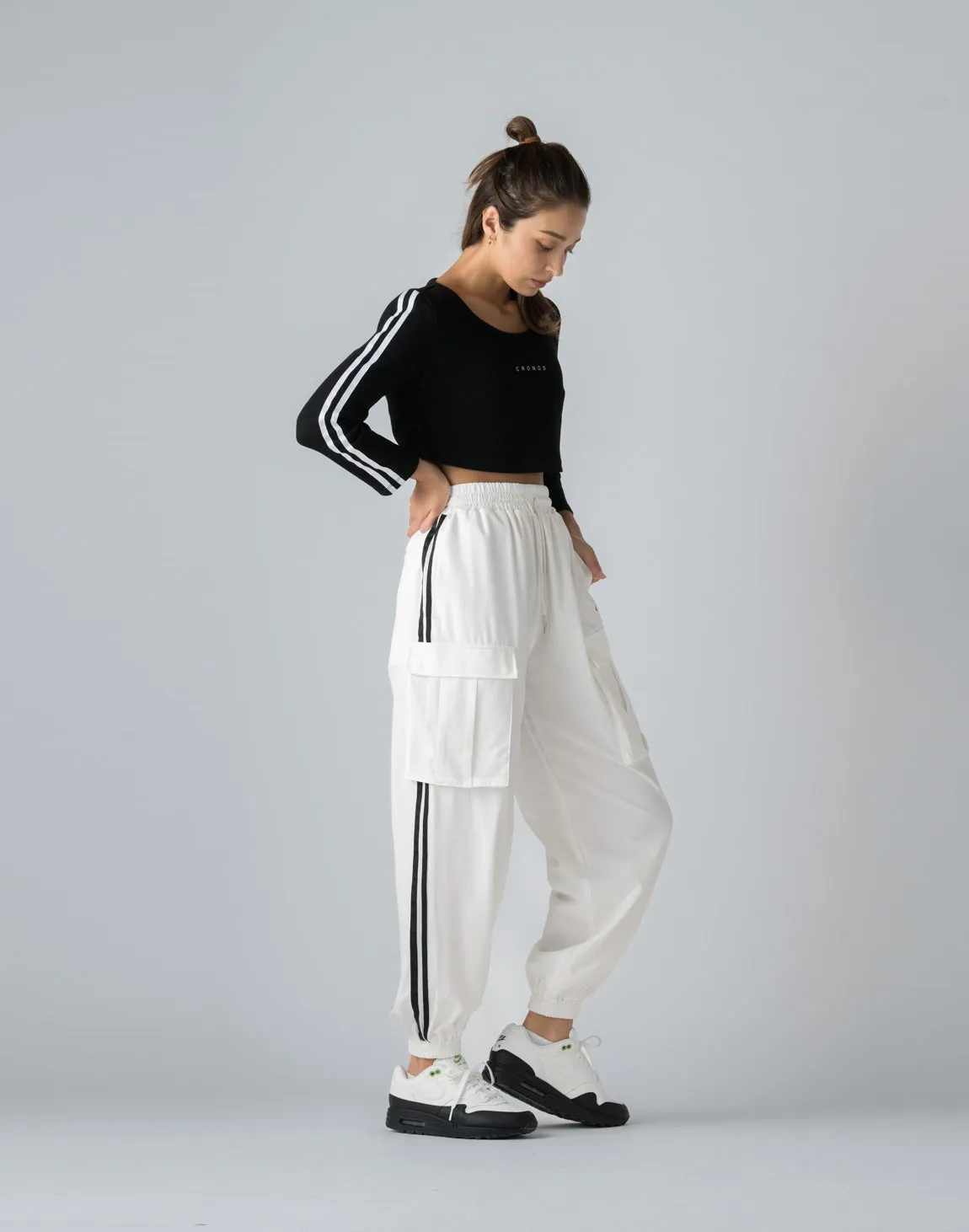CRONOS WOMEN NYLON STRETCH CARGO【WHITE】