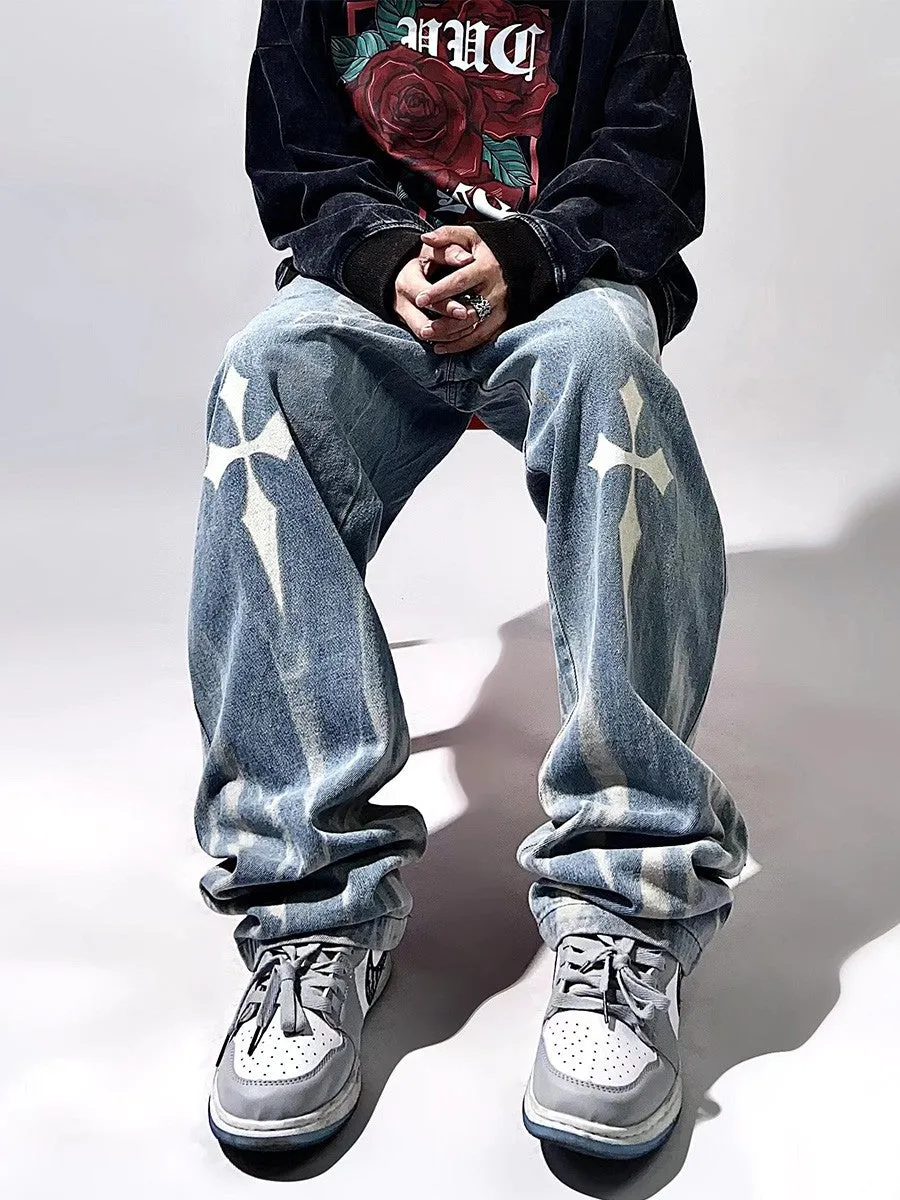 Crosses Baggy Distressed Jeans