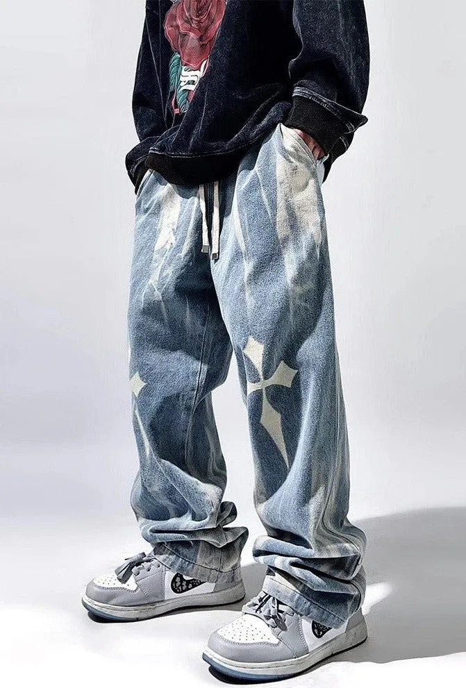 Crosses Baggy Distressed Jeans