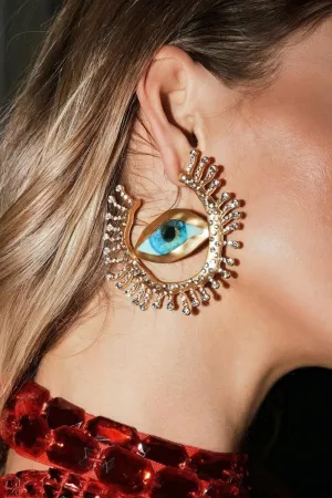 Crystal Eye Earrings: Artistic Statement Jewelry