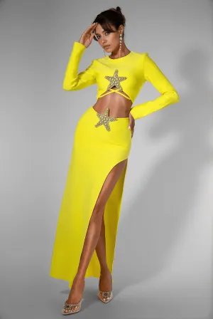 Daela Star Hight Slit 2 Piece Dress Set