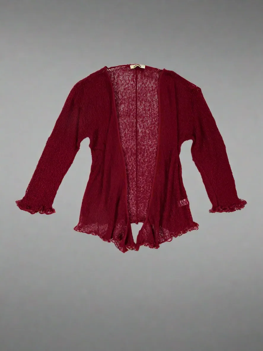 Dark Red Loose Knit Shrug