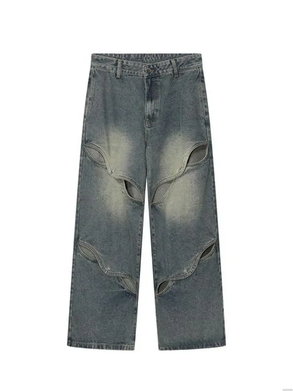 Dekonstruierte Verwaschene Baggy Boyfriend Jeans