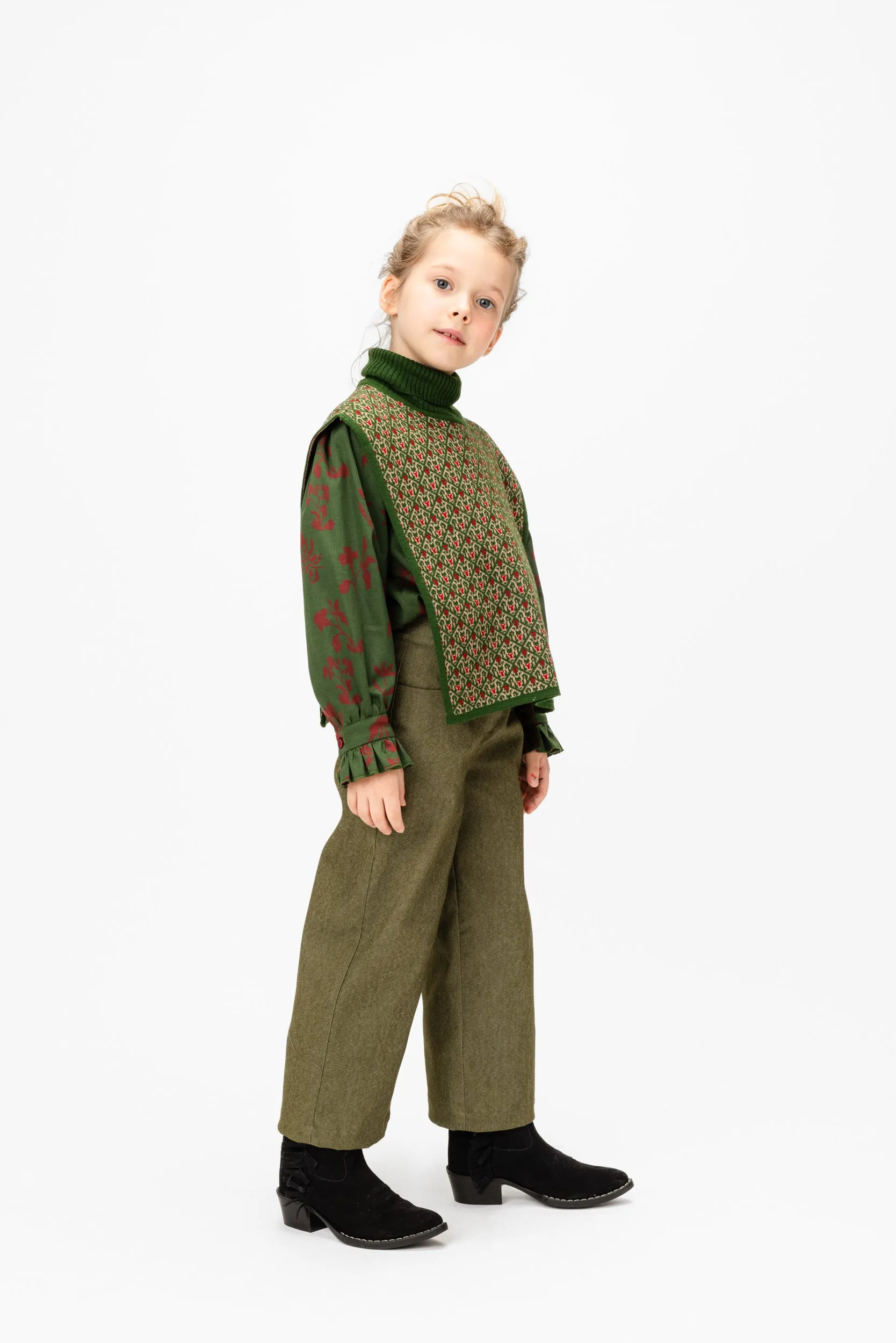 Denim Wide Trousers Henri, Green