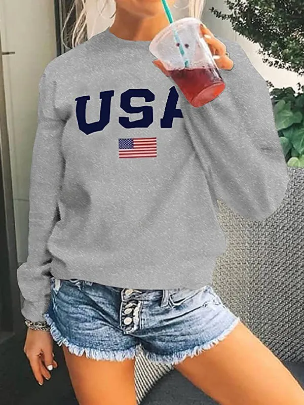 Digital Print Oversized Long Sleeve Sweatshirts