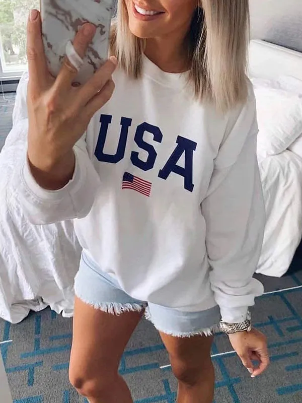 Digital Print Oversized Long Sleeve Sweatshirts