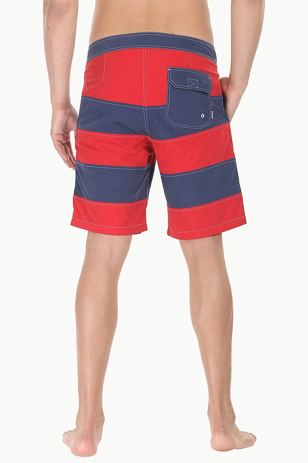 Dual Stripe Swim Shorts With Waistband And Drawstring