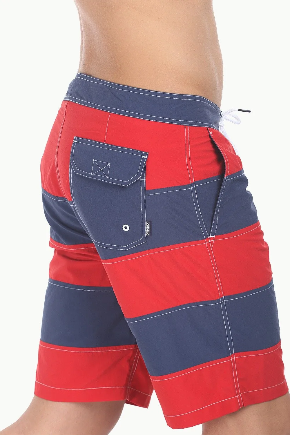 Dual Stripe Swim Shorts With Waistband And Drawstring