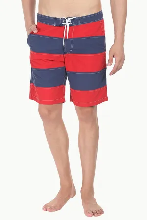 Dual Stripe Swim Shorts With Waistband And Drawstring