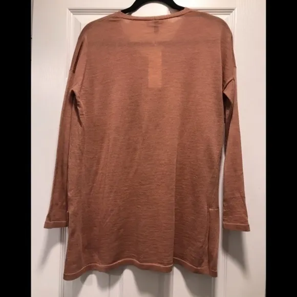 Eileen Fisher V neck tunic sweater in clay color